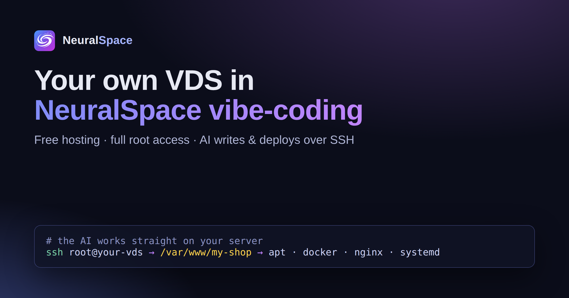 Connect your own VDS to AI vibe-coding over SSH — NeuralSpace