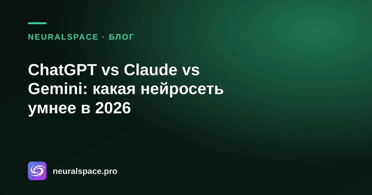 ChatGPT vs Claude vs Gemini: какая нейросеть умнее в 2026 — NeuralSpace
