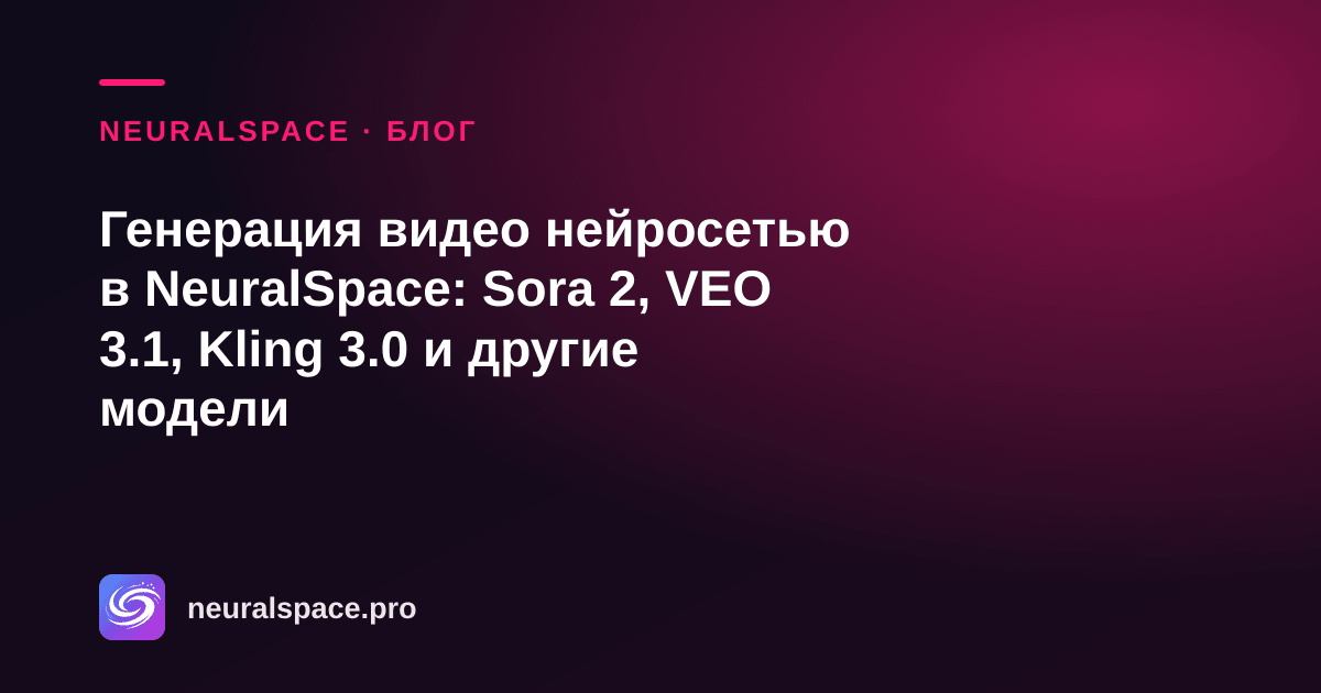 Генерация видео нейросетью в NeuralSpace: Sora 2, VEO 3.1, Kling 3.0 и другие модели — NeuralSpace