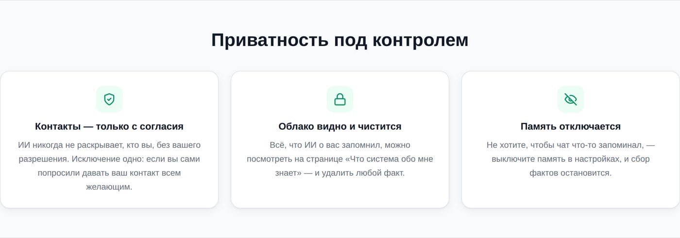 Блок приватности облака мыслей NeuralSpace: контакты только с согласия