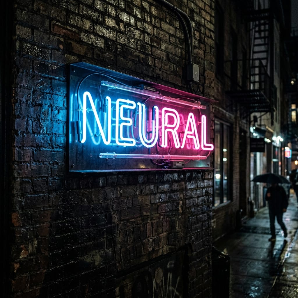 An example of accurate text generation: a NEURAL neon sign